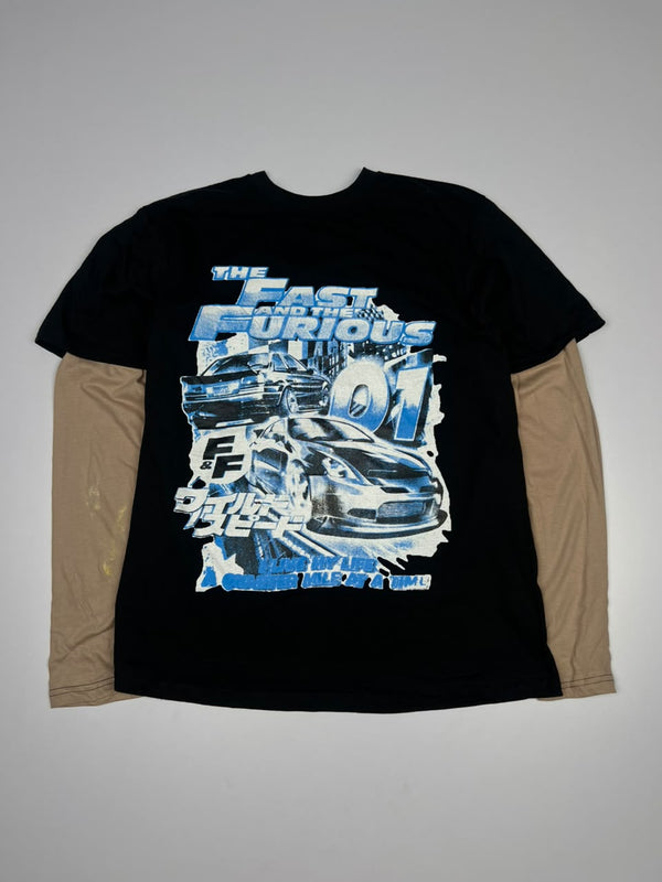 Fast & Furious 01 Graphic Print Layered Dr Sleeve T-Shirt – Thriftwear ⚠️ Small Stains