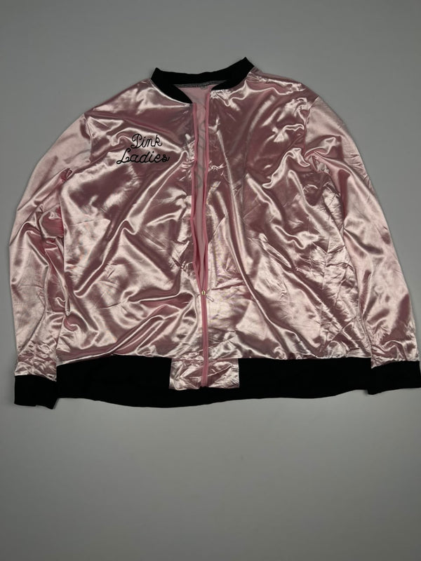Satin Shimmer Zip-Up Bomber Jacket with Black Ribbed Trim