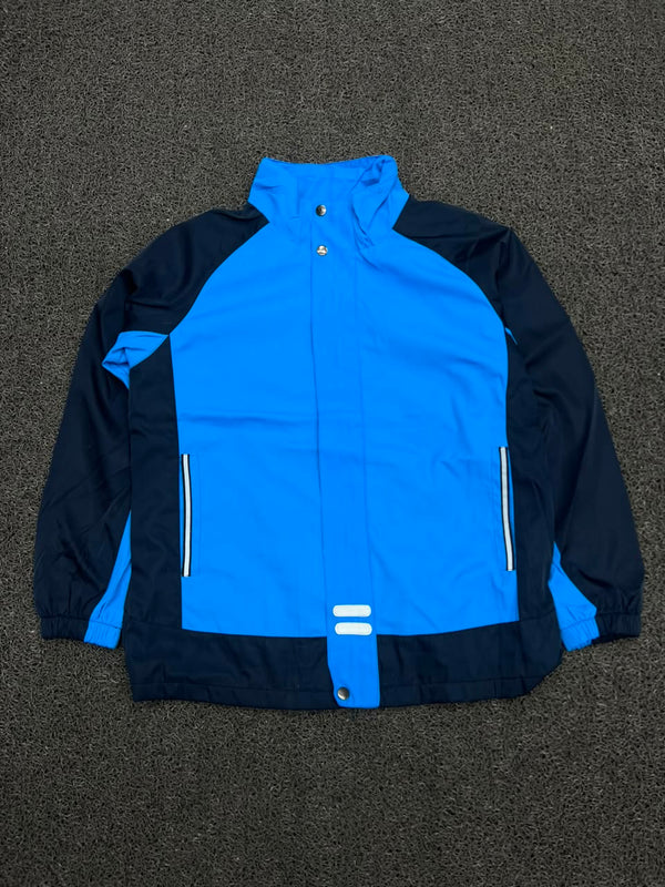 Men’s Blue & Navy Color Block Hooded Windbreaker Jacket