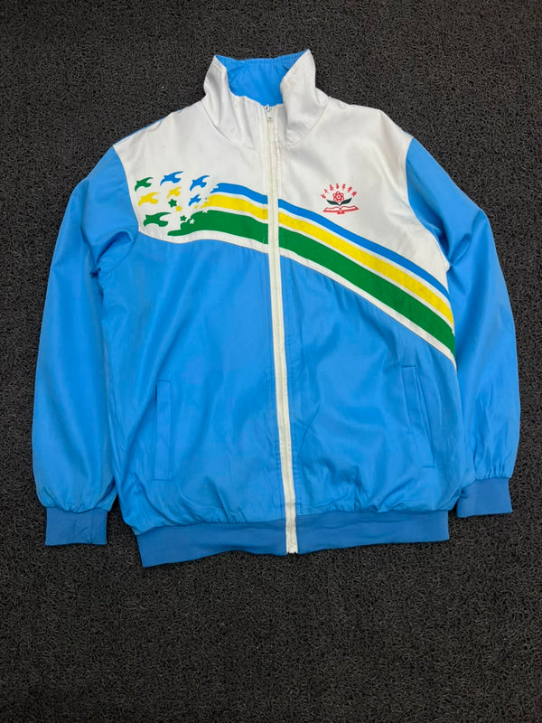 Vintage Blue & White Retro Track Jacket