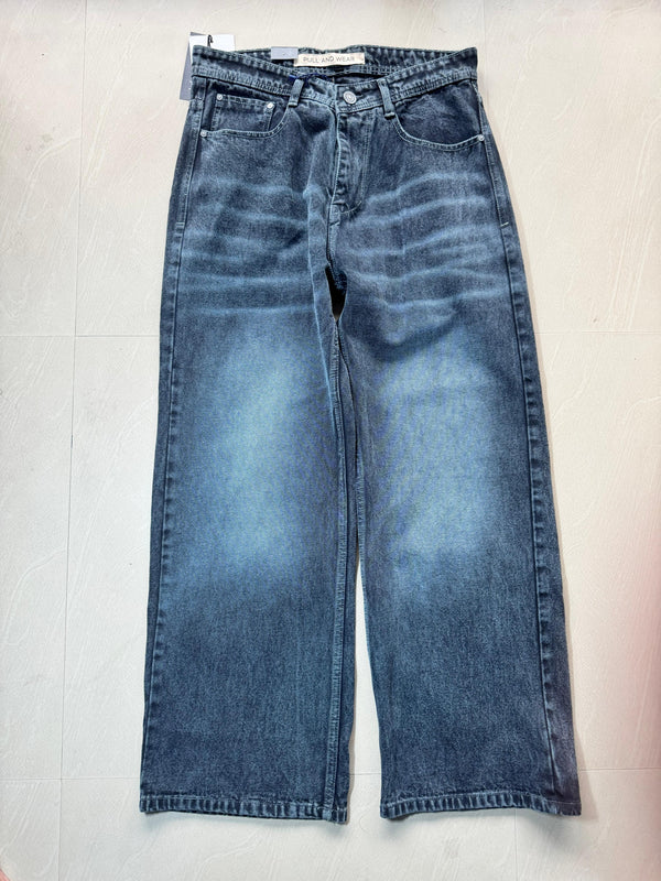 Men's Washed Wide Leg Denim Jeans
