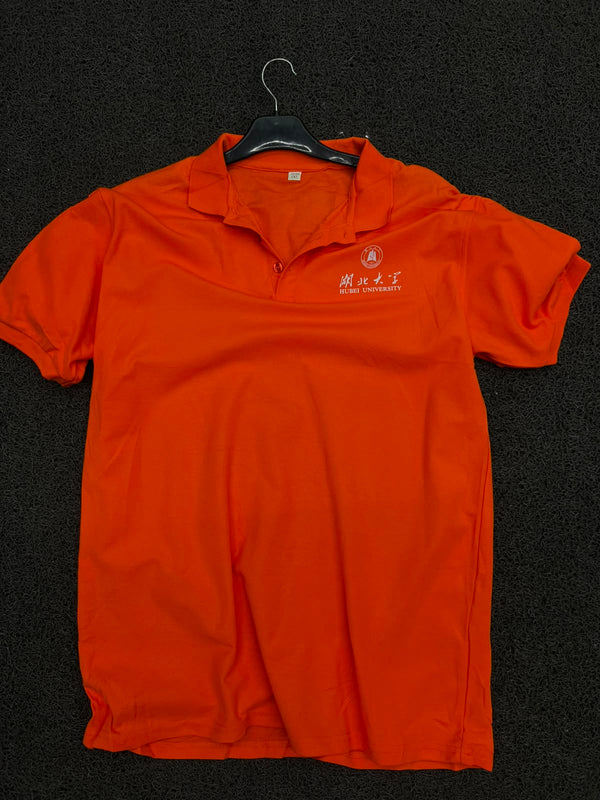 Vintage Hubei University Embroidered Polo T-Shirt