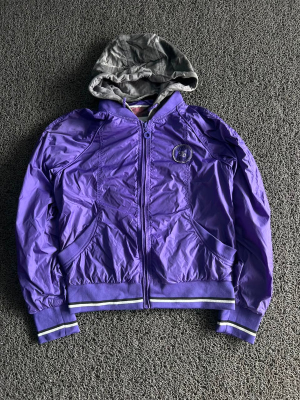 Purple Lightweight Hooded Jacket with Ribbed Hem