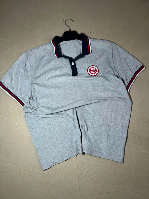 Vintage Grey School Polo T-Shirt – Classic Uniform Style