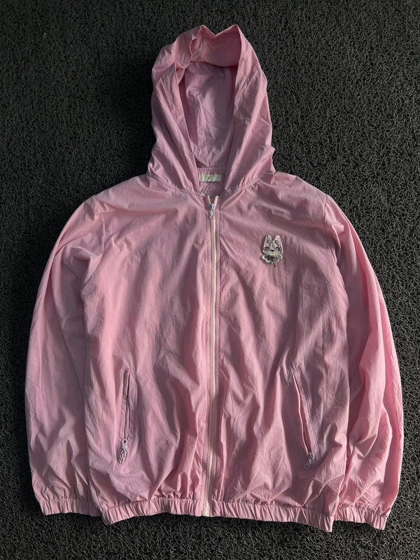 Pastel Pink Hooded Lightweight Windbreaker Jacket