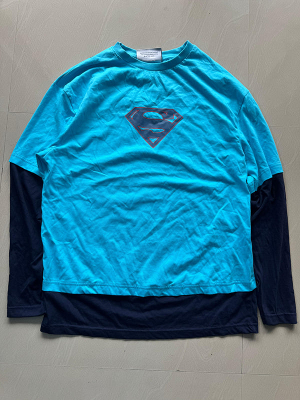 Superman Graphic Layered Full Sleeve Oversized T-Shirt