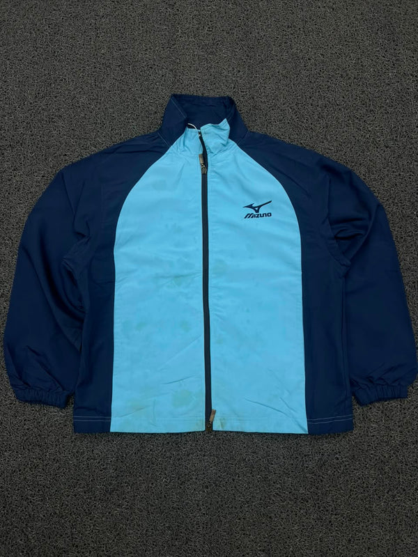 Mizuno Light Blue & Navy Full-Zip Sports Windbreaker Jacket ā ļø Small Stain