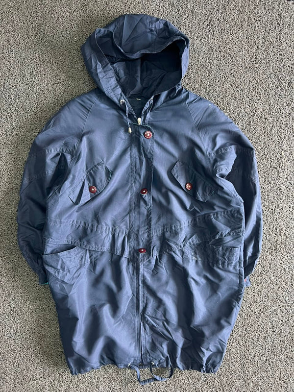 Navy Blue Hooded Utility Jacket