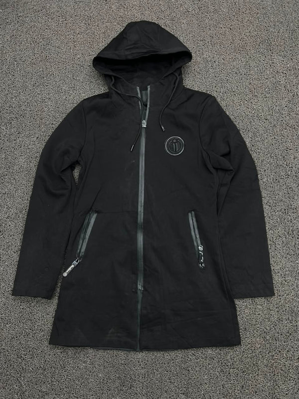 Vintage Black Hooded Longline Jacket
