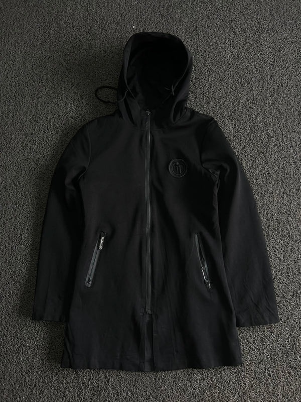 Vintage Black Hooded Zip-Up Jacket