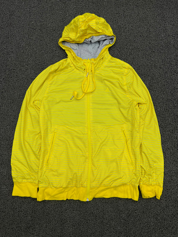 Yellow Striped Hooded Windbreaker Jacket – Full Zip Lightweight Casual Jacket