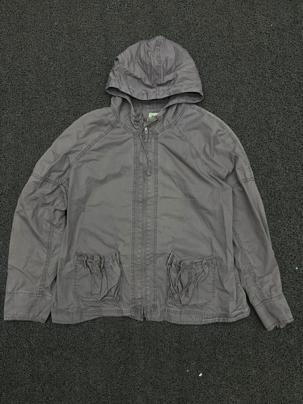 Vintage Hooded Utility Jacket with Front Pockets