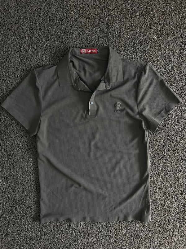 Textured Polo T-Shirt with Button Placket