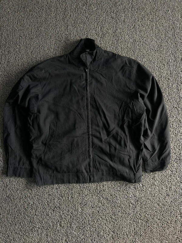 Black Minimalist Zip-Up Harrington Jacket