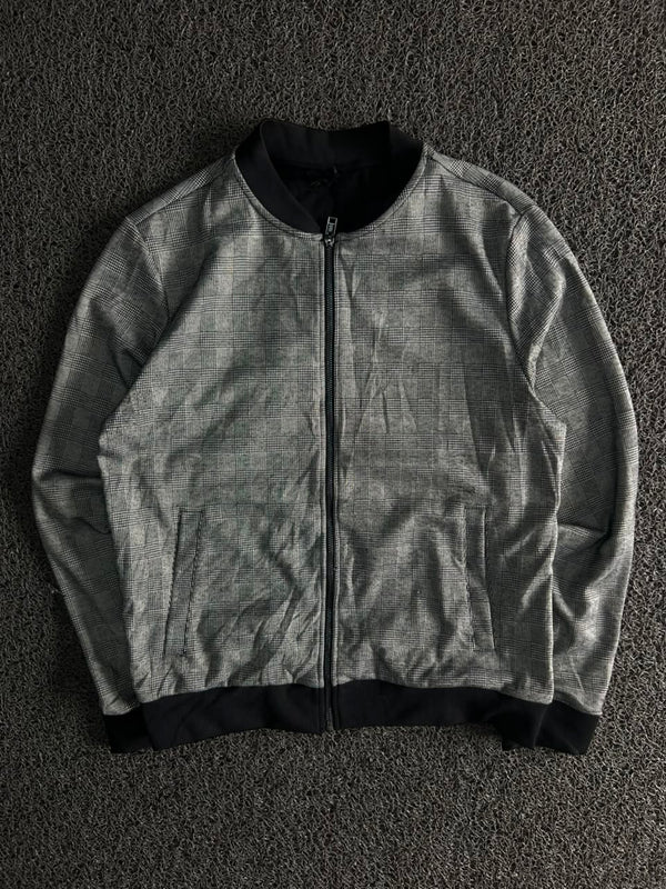 Vintage Plaid Bomber Jacket with Black Trim – Thriftwear