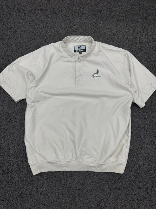 Vintage iXSPA Men’s Short-Sleeve Golf Windshirt Jacket in Cream/Beige
