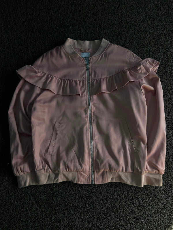 Ruffle Bomber Jacket – Lightweight Zip-Up Casual Outerwear