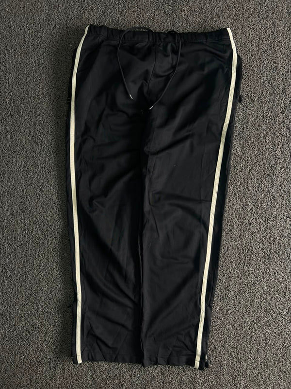 Vintage Black Track Pants with White Side Stripes & Drawstring – Thriftwear