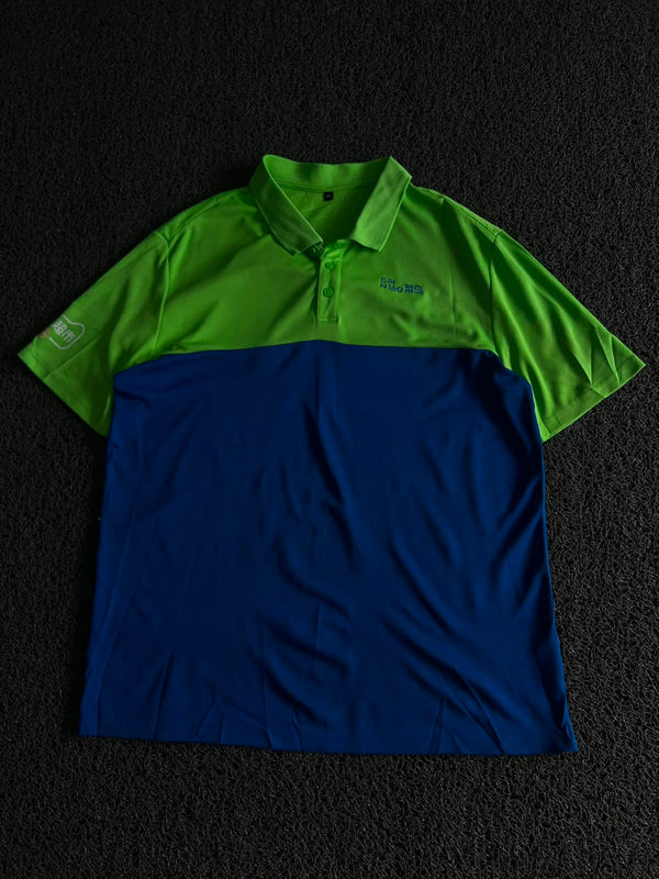 Vintage Green & Navy Color Block Polo T-Shirt