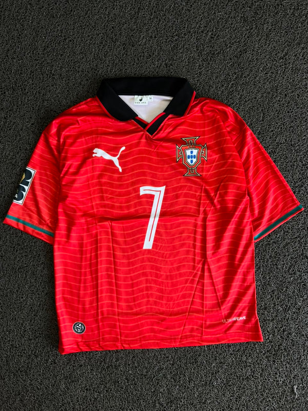 Puma Portugal Cristiano Ronaldo #7 Home Football Jersey – Red Collared Edition / FIVE SLEEV