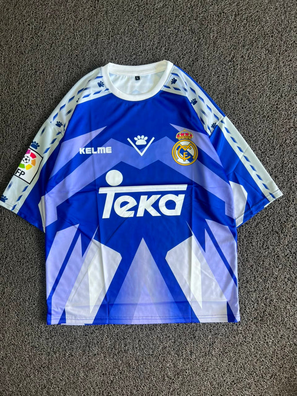 Blue & White Custom R. Carlos #3 Sports Five Sleeve Jersey