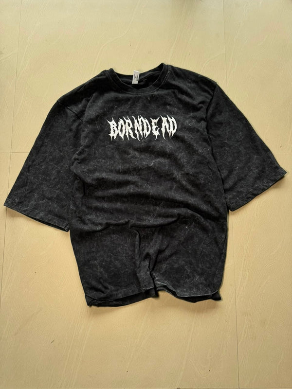 Born Dead Acid Wash Oversized Graphic T-Shirt – Black
