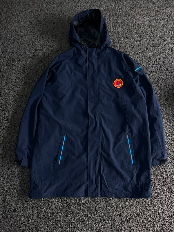 Vintage Navy Blue Hooded Technical Windbreaker Jacket