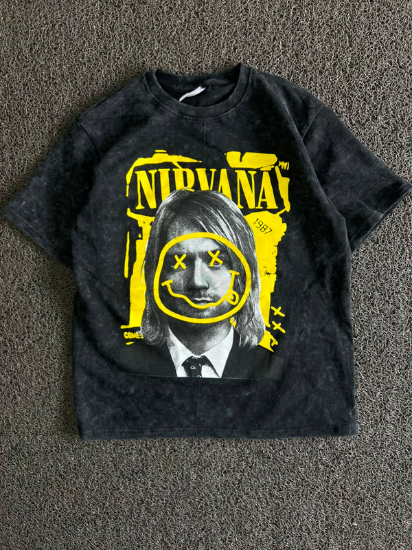 NIRVANA Graphic Acid Wash T-Shirt