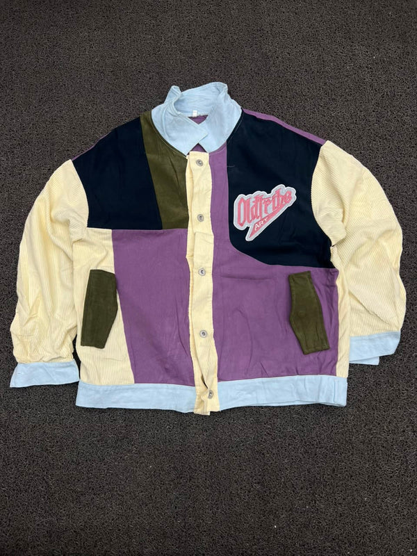 Vintage Colorblock Button-Up Jacket