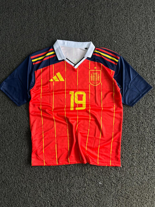 Spain Five Sleeve National Team Retro 1996 Home Jersey - Lamine Yamal #19