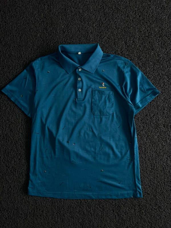 Printed Polo T-Shirt with Front Pocket & Logo