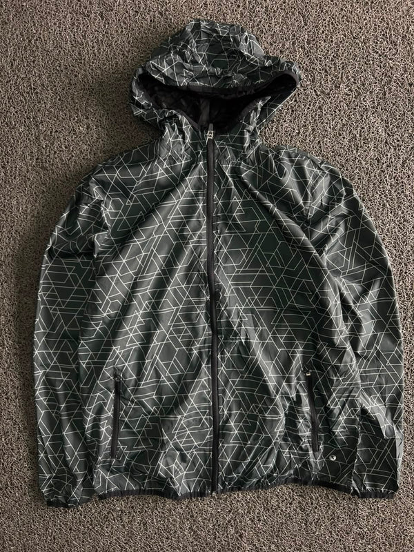 Geometric Print Hooded Puffer Jacket