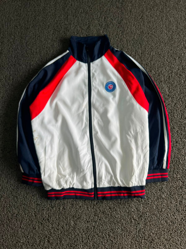 Vintage Colorblock Track Jacket Zip-Up Sports Jacket ⚠️ Multiple Stains(Front, Right Sleeve & Back) Small Damage on Right Sleeve