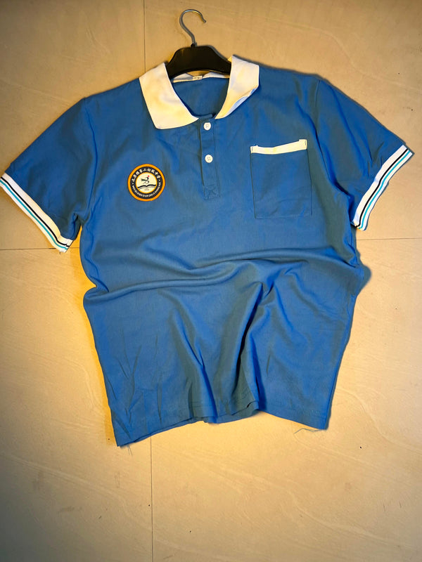 Vintage Blue Schoolhouse Polo T-Shirt