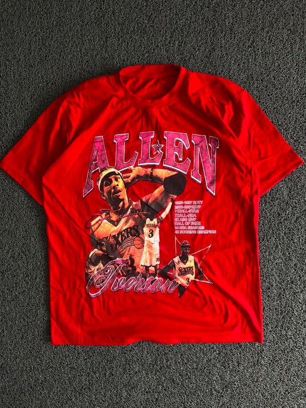 Allen Iverson Basketball Graphic Red T-Shirt