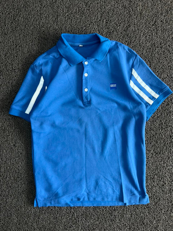 Vintage Blue ZEISS Striped Sleeve Polo T-Shirt