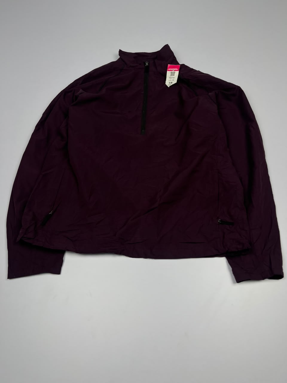 Quarter-Zip Lightweight Windbreaker Jacket with High Neck and Zip Pockets
