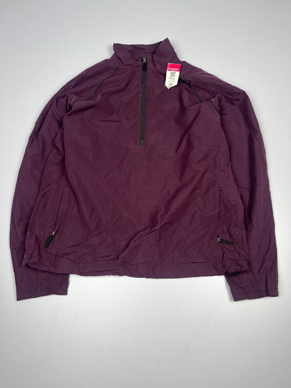 Quarter-Zip Lightweight Windbreaker Jacket with High Neck and Zip Pockets