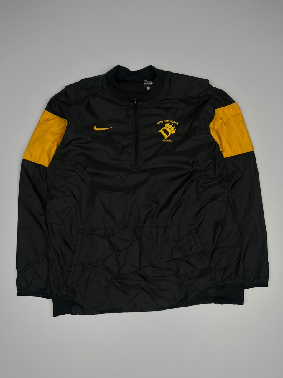 Black and Yellow Nike Ohio Dominican Soccer Quarter-Zip Windbreaker Jacket