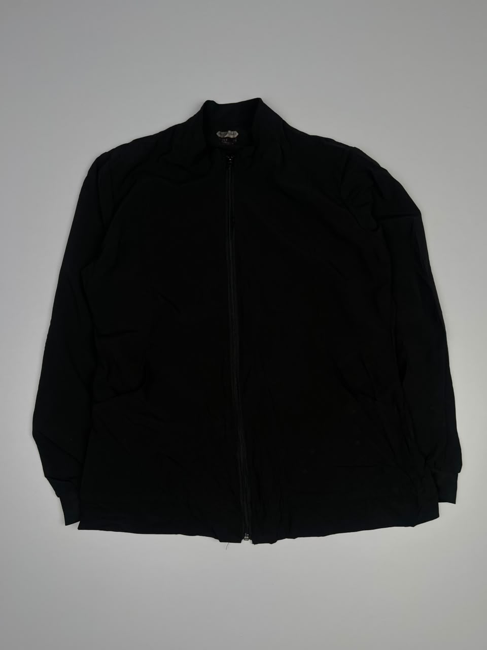 Black Full-Zip Long Sleeve Casual Jacket with Stand Collar