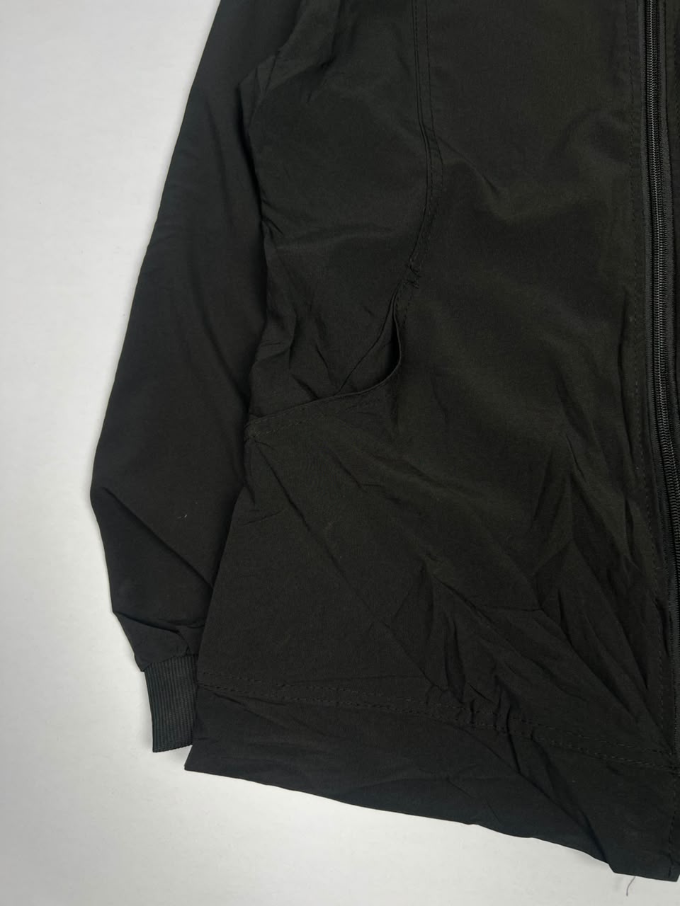 Black Full-Zip Long Sleeve Casual Jacket with Stand Collar