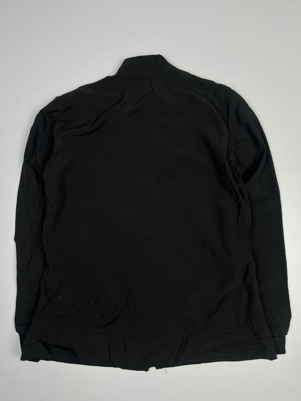 Black Full-Zip Long Sleeve Casual Jacket with Stand Collar