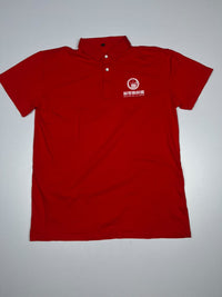 Red Short-Sleeve Polo T-Shirt with White Logo Print
