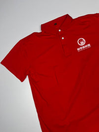Red Short-Sleeve Polo T-Shirt with White Logo Print