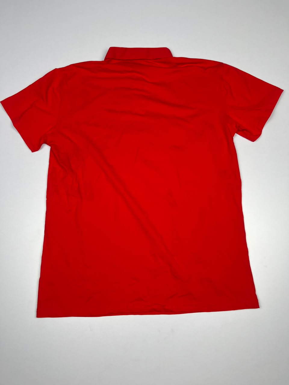 Red Short-Sleeve Polo T-Shirt with White Logo Print