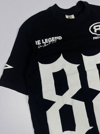 Graphic Print T-Shirt with Oversized Number Design and “Rise Above the Rest” Text
