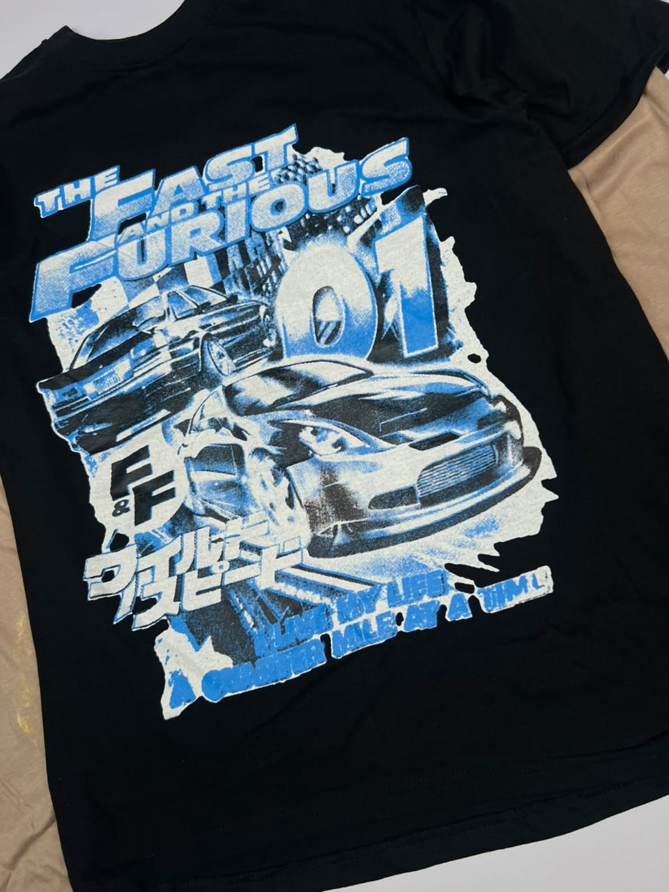 Fast & Furious 01 Graphic Print Layered Dr Sleeve T-Shirt – Thriftwear ⚠️ Small Stains