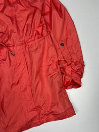 Vintage Red Hooded Zip-Up Windbreaker Jacket with Adjustable Waist – Thriftwear