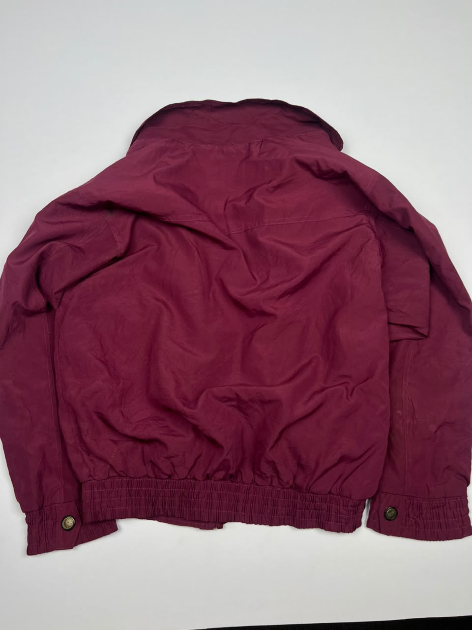 Vintage Burgundy Button-Up Utility Jacket with Embroidered Details and Dual Front Pockets – Thriftwear ⚠️ No Zip