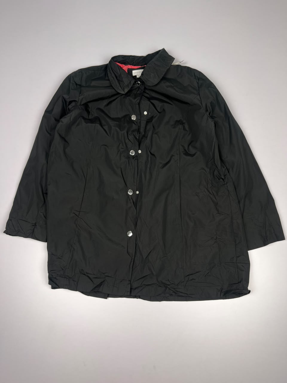 Lightweight Button-Up Jacket with Wide Collar and Pink Inner Lining – Vintage Casual Outerwear ⚠️ Button Missing